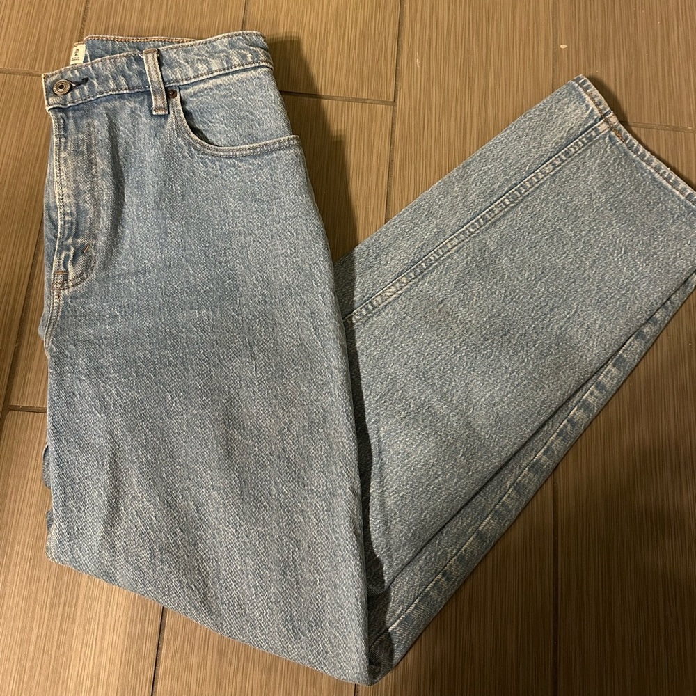 Abercrombie & Fitch Light Blue High-Rise Straight Jeans